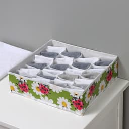 Органайзер для хранения белья Доляна «Божьи коровки», 24 ячейки, 30×33×10 см, зелёный