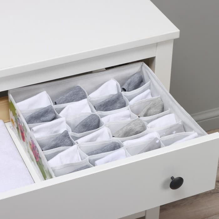 Органайзер для хранения белья Доляна «Божьи коровки», 24 ячейки, 30×33×10 см, зелёный