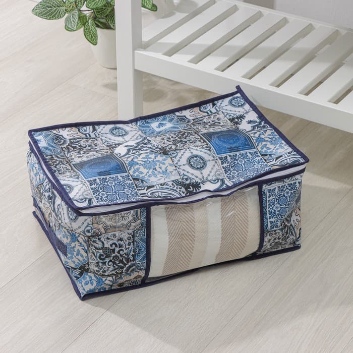 Кофр для хранения вещей Доляна «Мозаика», 45×30×20 см, синий