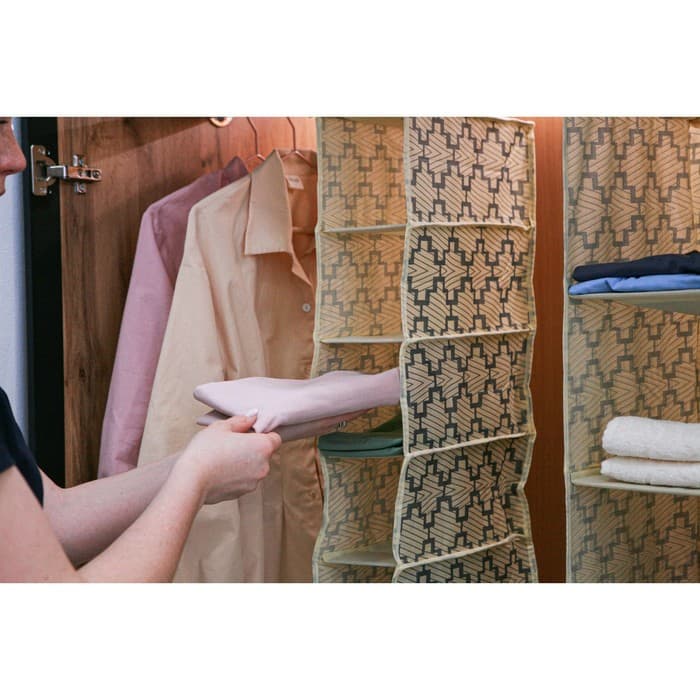 Органайзер подвесной Доляна «Гэтс», 5 отделений, 30×15×70 см, бежевый