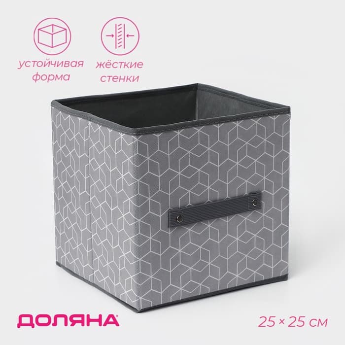 Короб стеллажный для хранения Доляна «Фора», 25×25×25 см, серый