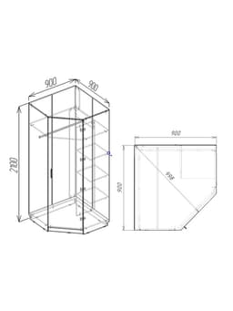 Шкаф угловой для одежды «Клик Мебель», 900×900×2100 мм, цвет белый