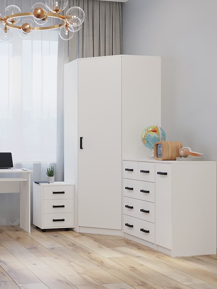Шкаф угловой для одежды «Клик Мебель», 900×900×2100 мм, цвет белый