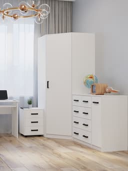 Шкаф угловой для одежды «Клик Мебель», 900×900×2100 мм, цвет белый
