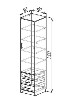 Шкаф - пенал «Клик Мебель», 3 ящика, 500×500×2100 мм, цвет белый
