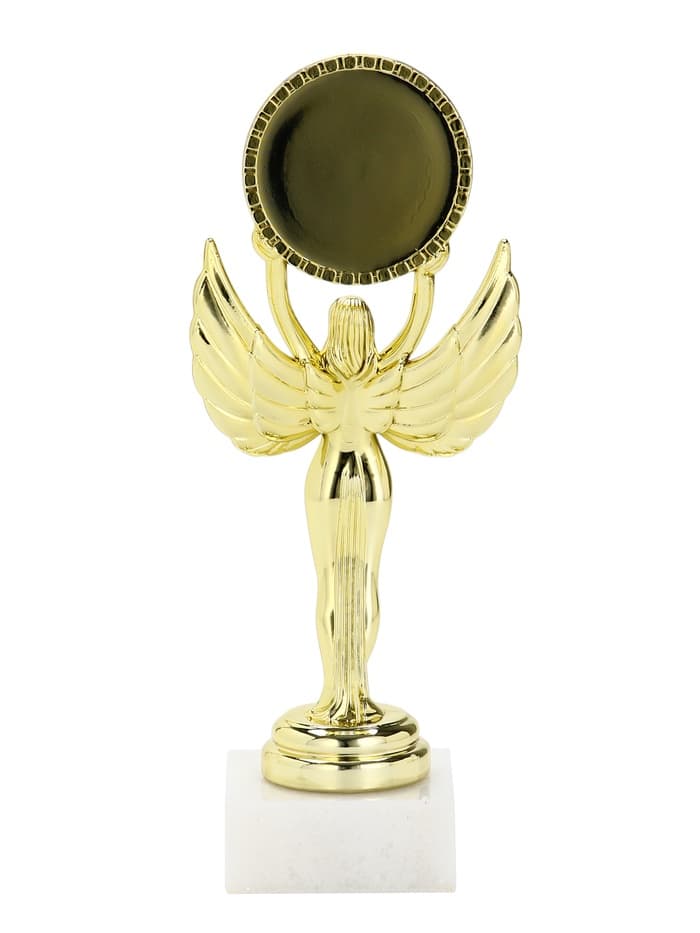 Наградная фигура Ника с вкладышем «Самая лучшая мама и жена», пластик, подставка камень, золото, 18 см