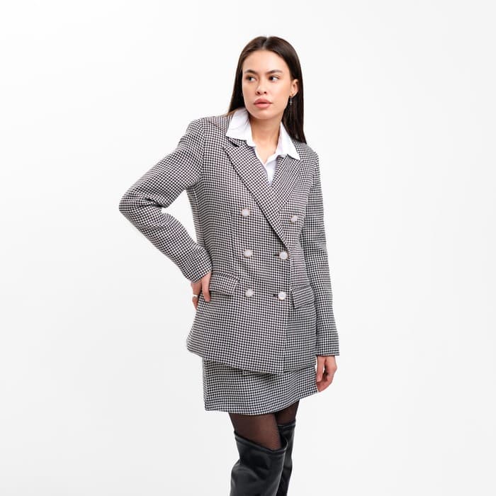 Пиджак женский двубортный MIST, размер 42, цвет чёрный, белый