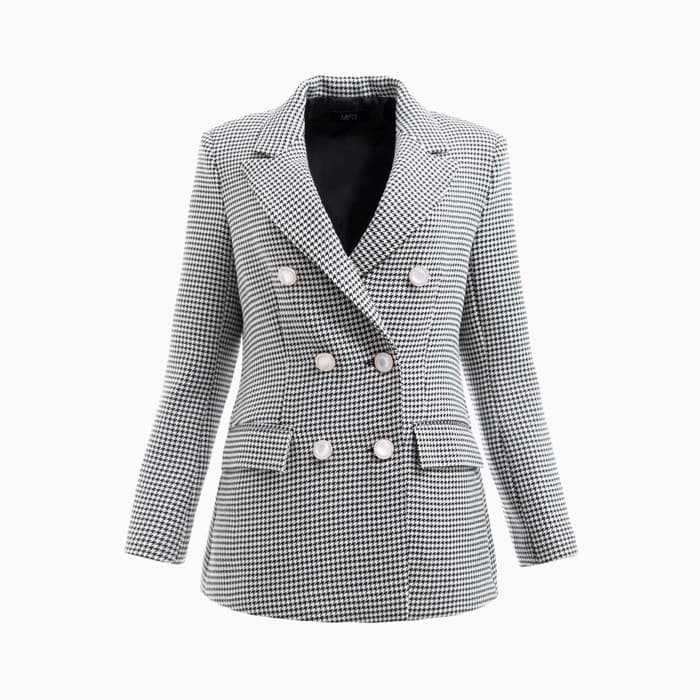 Пиджак женский двубортный MIST, размер 46, цвет чёрный, белый