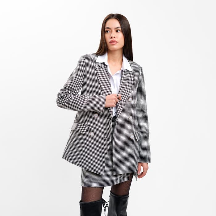 Юбка с разрезом мини женская MIST: Classic Collection, размер 48, чёрная, белая