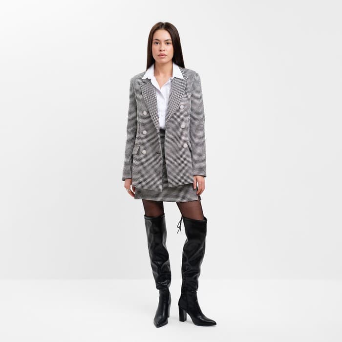 Юбка с разрезом мини женская MIST: Classic Collection, размер 48, чёрная, белая