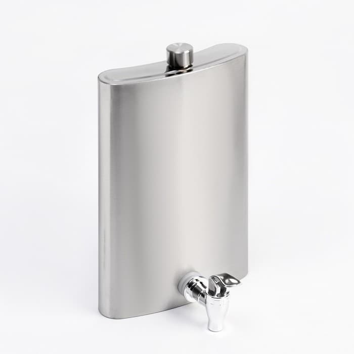 Фляжка Мастер К, 1.8 л, с краником, подарочная, армейская, 60 oz, нержавеющая сталь, серебристая
