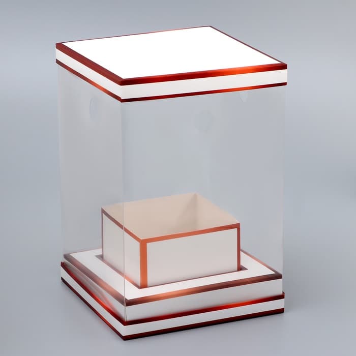 Коробка для цветов с вазой и PVC окнами складная, бронза, 16×23×16 см