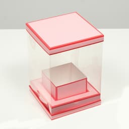 Коробка для цветов с вазой и PVC окнами складная, насыщенно - розовый, 16×23×16 см
