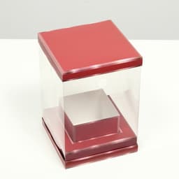 Коробка для цветов с вазой и PVC окнами складная, красный, 16×23×16 см