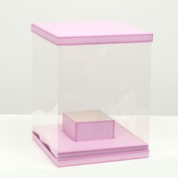 Коробка для цветов с вазой и PVC окнами складная, сиреневый, 23×30×23 см
