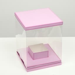 Коробка для цветов с вазой и PVC окнами складная, сиреневый, 23×30×23 см