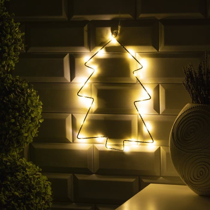 Светодиодная фигура «Ёлка» 20×29 см, металл, батарейки ААх2 (не в комплекте), свечение тёплое белое