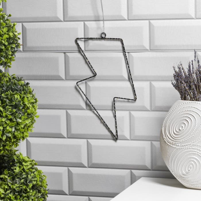 Светодиодная фигура «Молния» 16×29 см, металл, от батареек ААх2, свечение тёплое белое