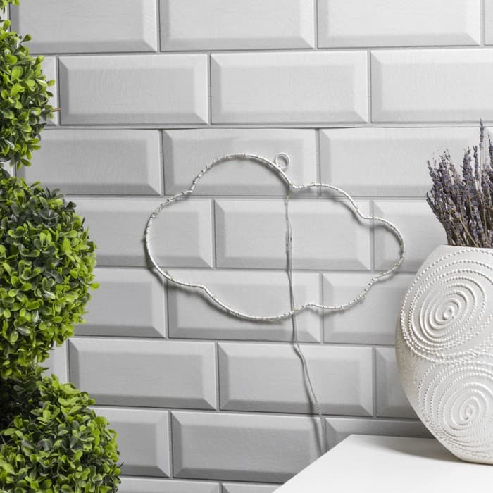 Светодиодная фигура «Облако» 29.5×18 см, металл, от батареек ААх2, свечение тёплое белое