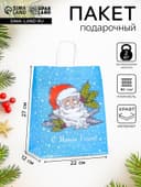 Пакет бумажный подарочный новогодний крафт «Дедушка мороз» 22×12×27 см