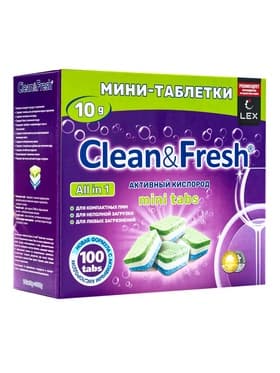 Таблетки для посудомоечных машин Clean&Fresh All in1 mini tabs, 100 шт.