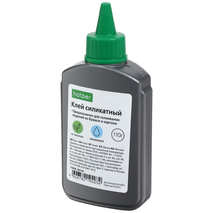 Клей силикатный 110 г, Hatber, с дозатором