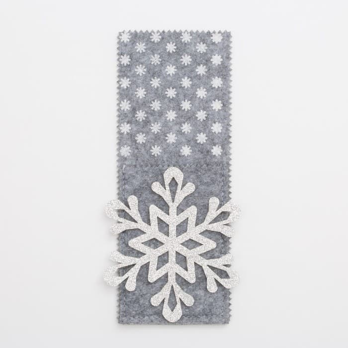 Набор конвертов для столовых приборов «Доляна. Снежинка» - 4 шт., 8×22 см, серый