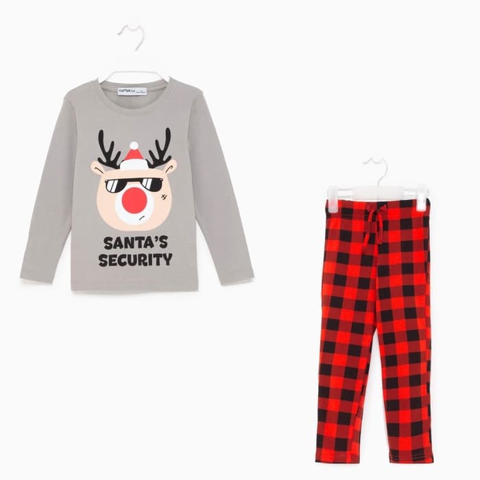 Пижама новогодняя детская KAFTAN «Santa's security» размер 32 (110-116)