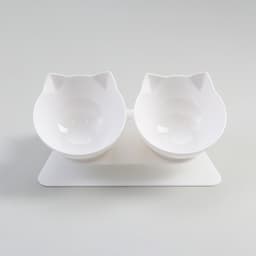 Миски, 27.5×14×15 см, 2 шт., на белой подставке, пластик, белые