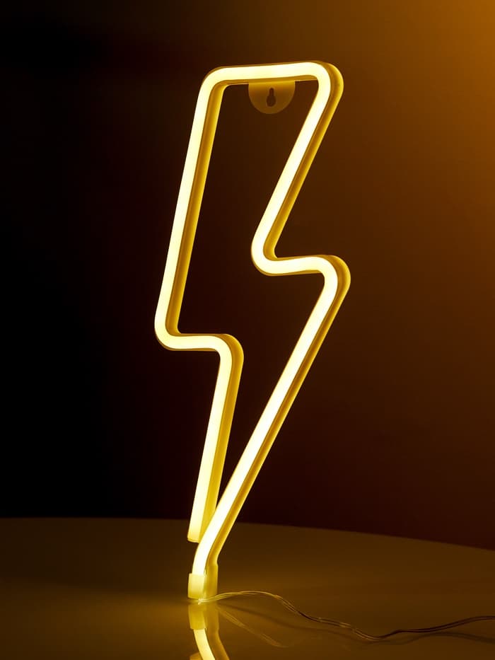 Неоновая вывеска «Молния» 13×33.5 см, батарейки ААх3 (не в комплекте), USB, свечение тёплое белое