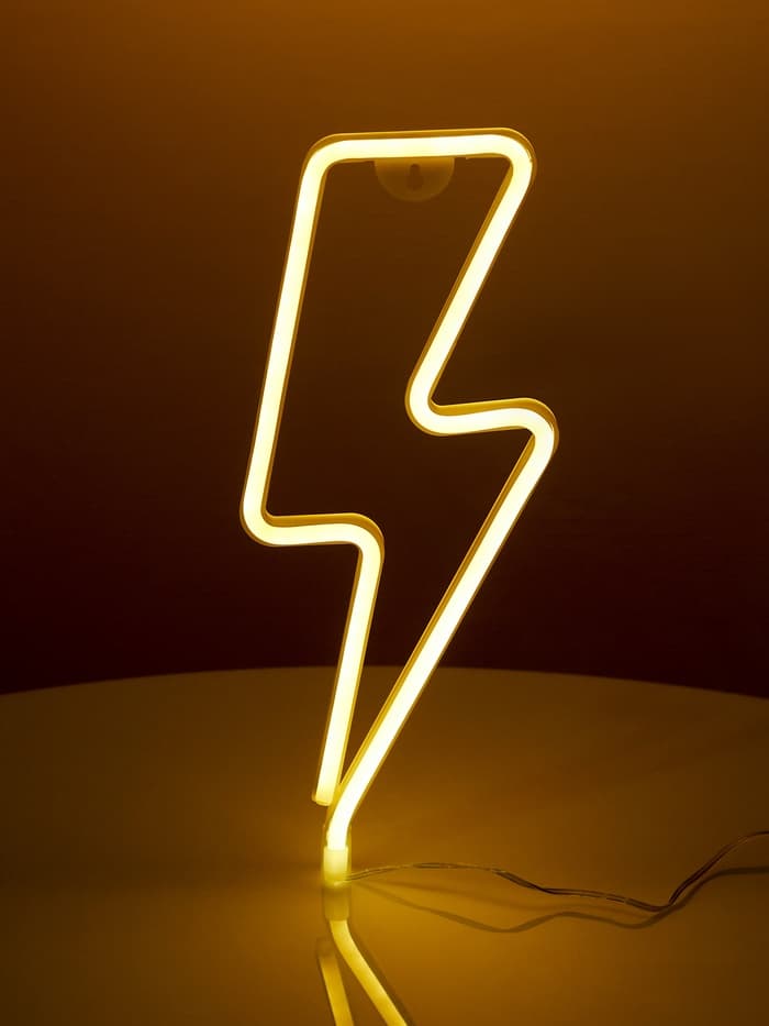 Неоновая вывеска «Молния» 13×33.5 см, батарейки ААх3 (не в комплекте), USB, свечение тёплое белое