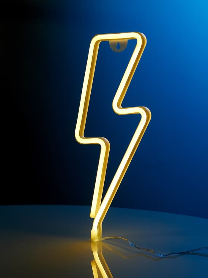 Неоновая вывеска «Молния» 13×33.5 см, батарейки ААх3 (не в комплекте), USB, свечение тёплое белое