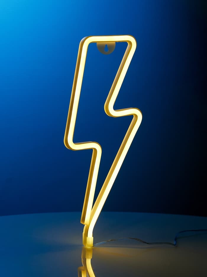 Неоновая вывеска «Молния» 13×33.5 см, батарейки ААх3 (не в комплекте), USB, свечение тёплое белое