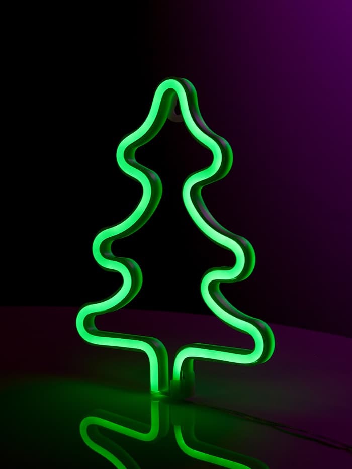 Неоновая вывеска «Ёлка» 20×25 см, батарейки ААх3 (не в комплекте), USB, свечение зелёное