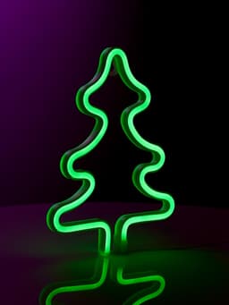 Неоновая вывеска «Ёлка» 20×25 см, батарейки ААх3 (не в комплекте), USB, свечение зелёное