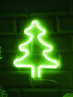 Неоновая вывеска «Ёлка» 20×25 см, батарейки ААх3 (не в комплекте), USB, свечение зелёное