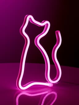 Неоновая вывеска «Кошка» 16×23 см, батарейки ААх3 (не в комплекте), USB, свечение розовое