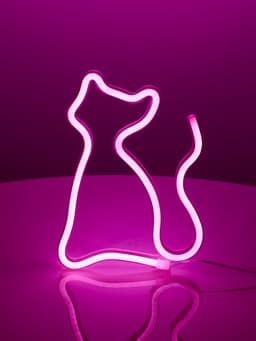 Неоновая вывеска «Кошка» 16×23 см, батарейки ААх3 (не в комплекте), USB, свечение розовое