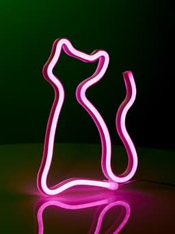 Неоновая вывеска «Кошка» 16×23 см, батарейки ААх3 (не в комплекте), USB, свечение розовое