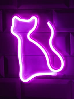 Неоновая вывеска «Кошка» 16×23 см, батарейки ААх3 (не в комплекте), USB, свечение розовое