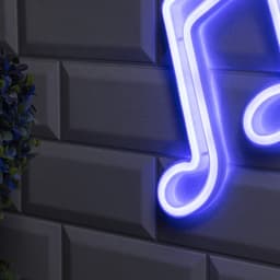 Неоновая вывеска «Ноты» 19×21 см, батарейки ААх3 (не в комплекте), USB, свечение голубое