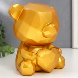 Копилка для денег «Медвежонок с сердцем», пластик под золото, 14.5×14×17 см