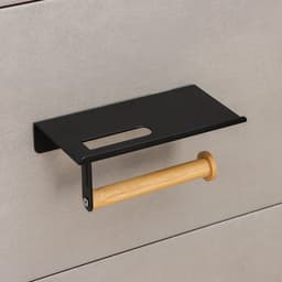 Держатель для туалетной бумаги с полочкой Stölz BAMBOO, 18×9.7×7.5 см, чёрный