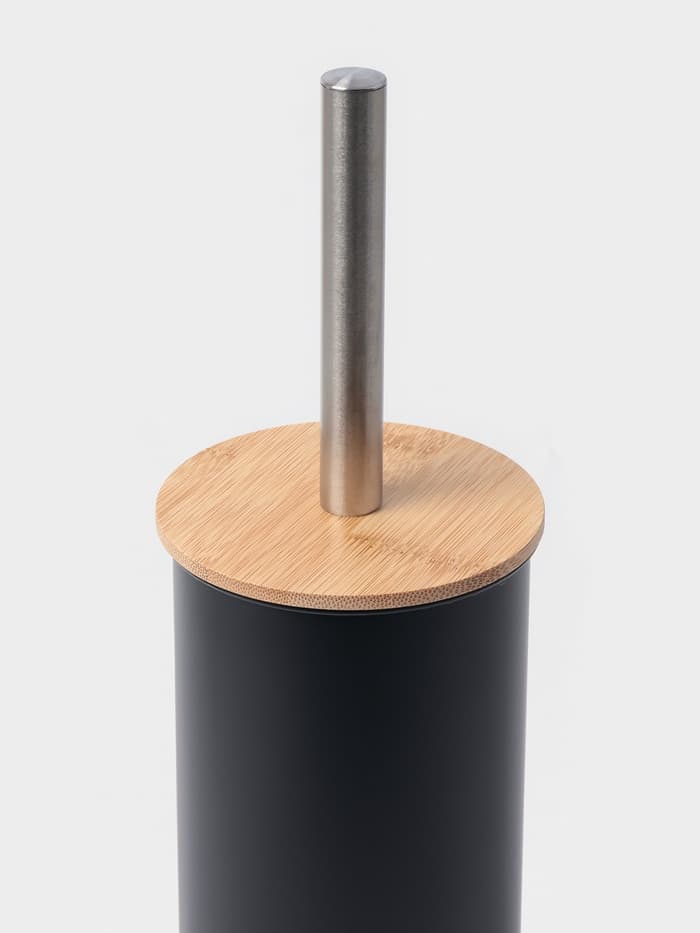 Ёршик для унитаза с подставкой SAVANNA BAMBOO, 9.5×38 см, чёрный