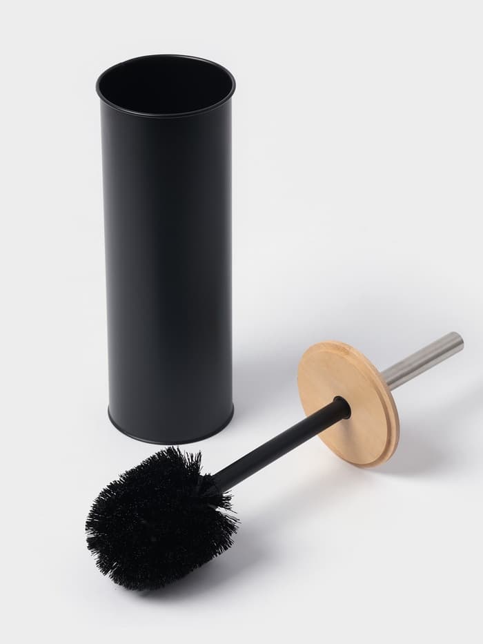 Ёршик для унитаза с подставкой SAVANNA BAMBOO, 9.5×38 см, чёрный