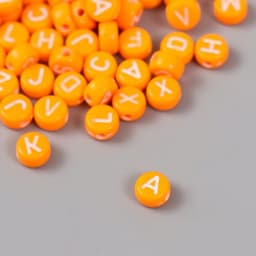 Бусины для творчества пластик «Английские буквы», оранж, набор 20 г, 0.4×0.7×0.7 см