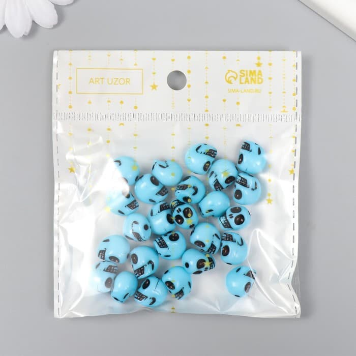 Бусины для творчества пластик «Череп. Имитация бирюзы», набор 20 г, 1.3×1×1.1 см