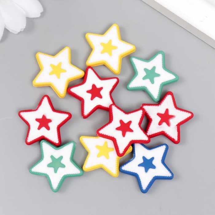 Акриловая бусина для рукоделия и плетения «Арт Узор. Звёздочки», 0.4×2.3×2.3 см, МИКС