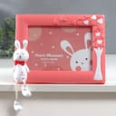 Фоторамка для фото 12×17 см «Зайчик с сердечным деревом», пластик, розовая, 24×18.5 см