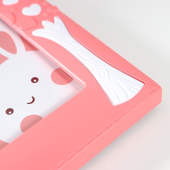 Фоторамка для фото 12×17 см «Зайчик с сердечным деревом», пластик, розовая, 24×18.5 см